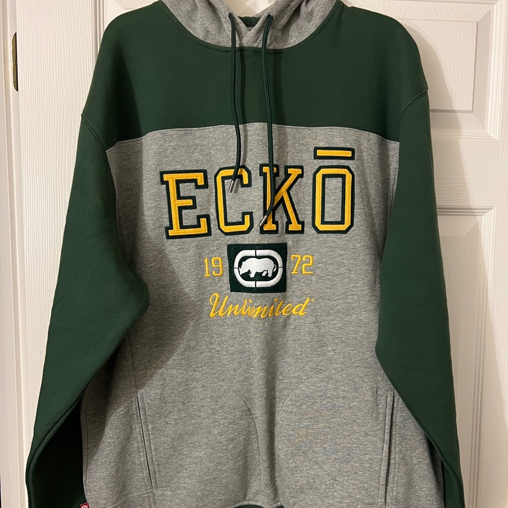 Ecko Vintage Hoodie Gray Green Yellow Men’s L